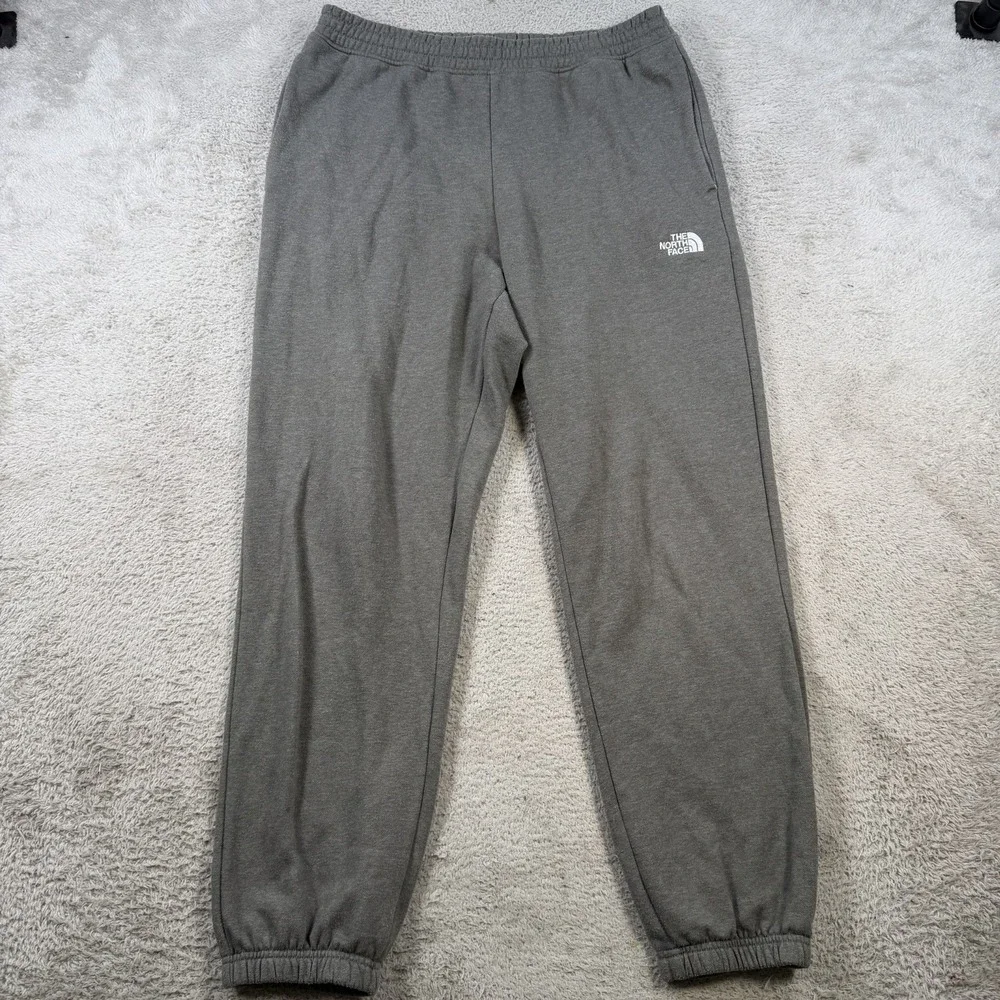 The North Face Sweatpants Mens Medium Grey Fleece Drawstring Pocket Jogger Gym